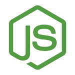 Node.js vector logo. Backend programming in JavaScript. Server development.